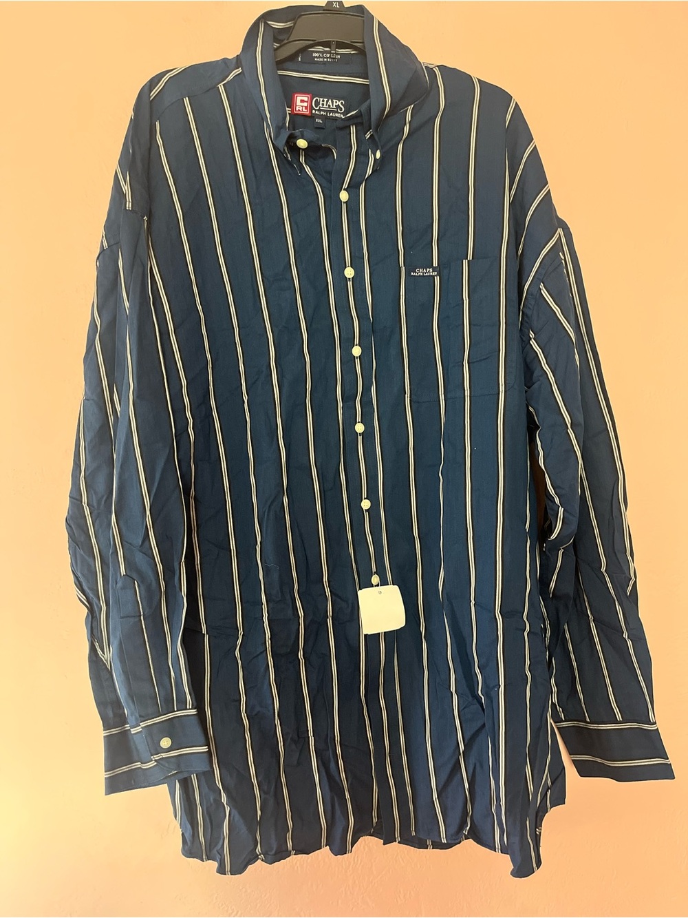 Vintage Ralph Lauren , Chads Navy Blue Vertical Stripe Button-Down Shirt